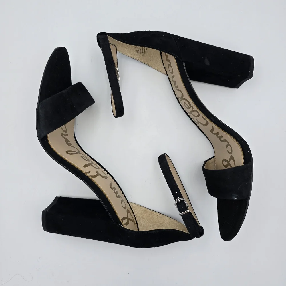 Sam Edelman Yaro Block Heel Ankle Strap Sandals, Black Suede, Women's 11M - Picture 15 of 16